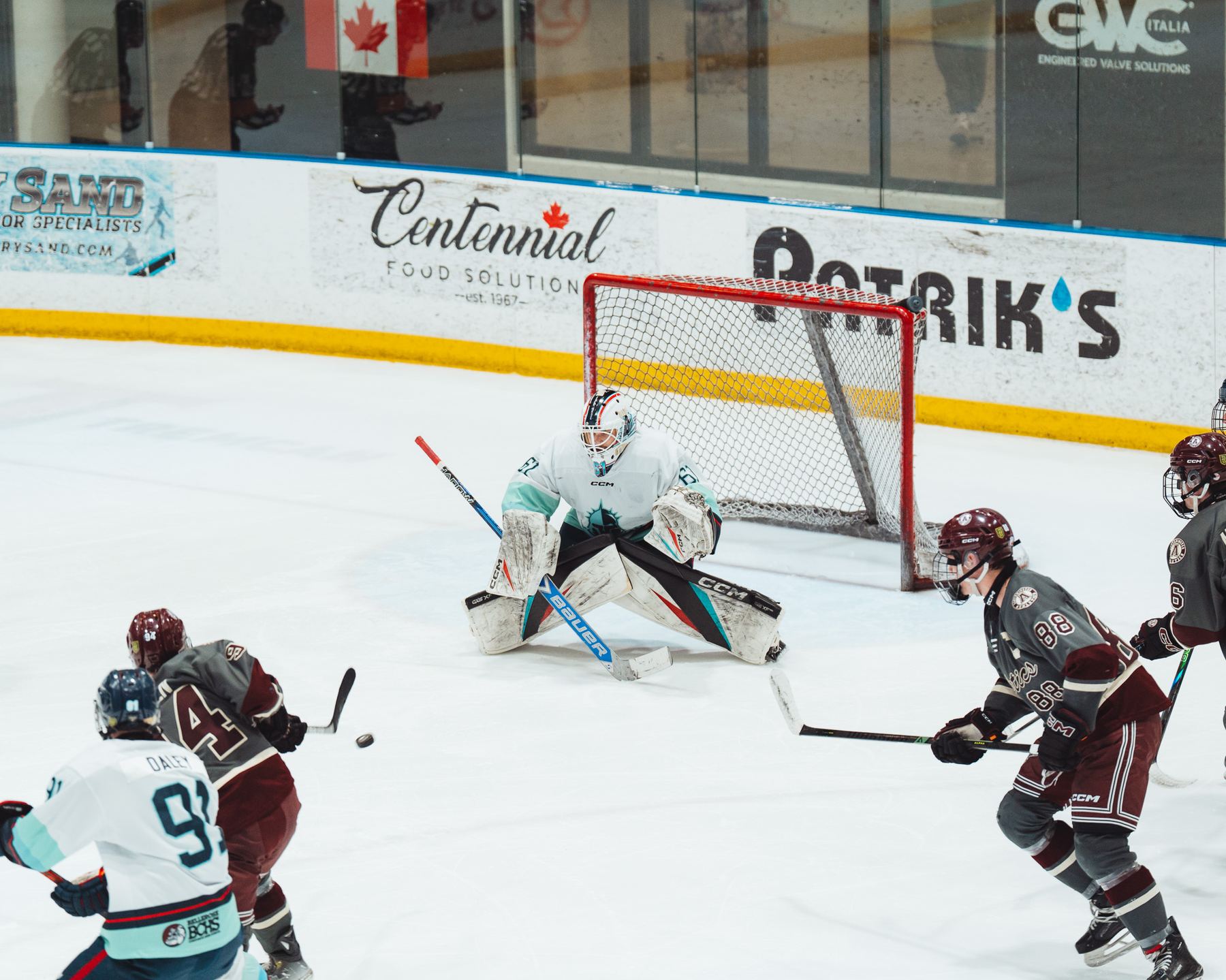 Ethan Cornelius making a save